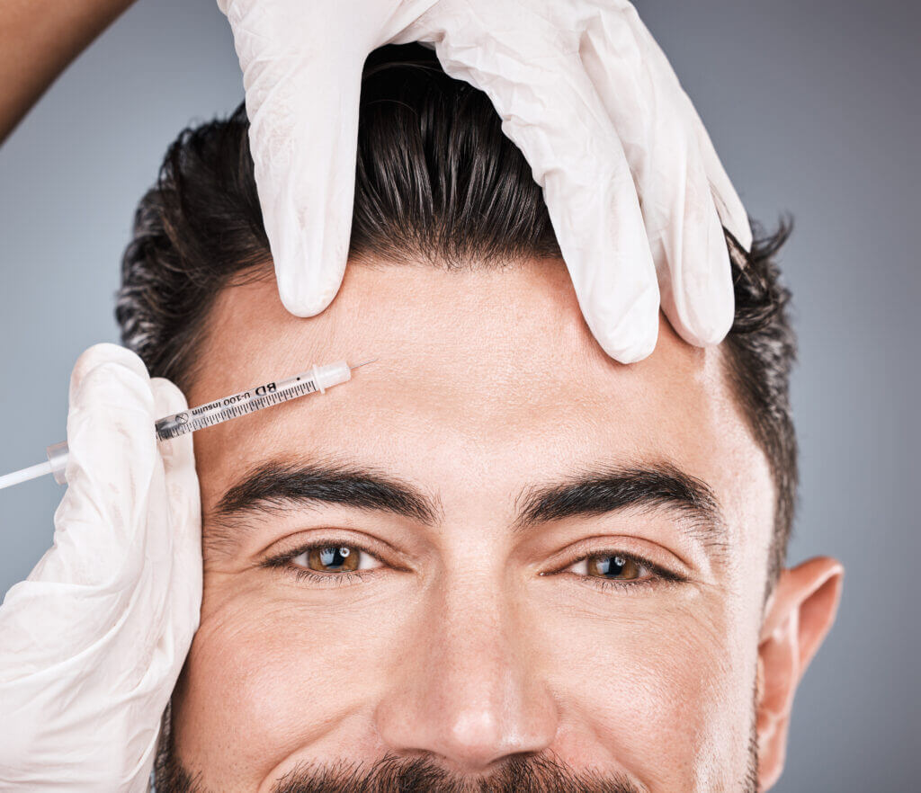 a man who is getting anti wrinkles injectables from a cosmetic clinic in Toorak, Melbourne